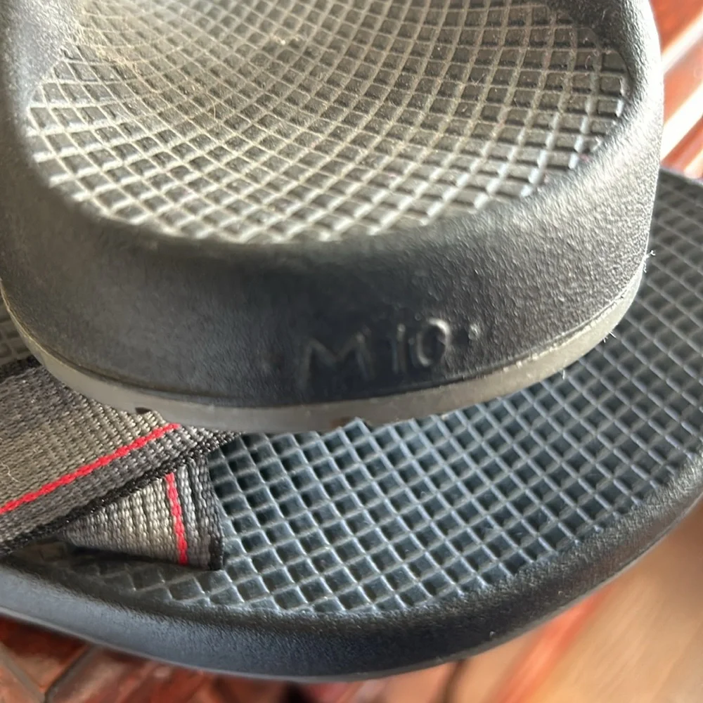 Chaco Black, Gray and Red Sandals.